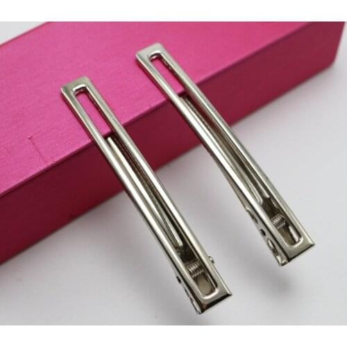 10 Silver-plate Tone Heavy Pinch Cutout Alligator Hair Clips 80mm with Teeth Bows Hair