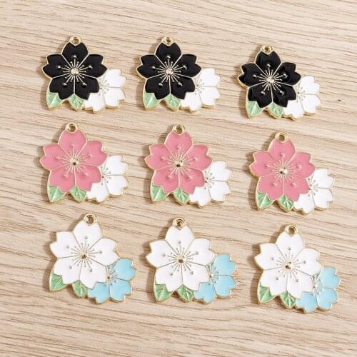 10pcs 27*24mm Alloy Big Enamel Flowers Charms for Pendants Necklaces Earrings DIY Handmade Jewelry Making Supplies Accessories