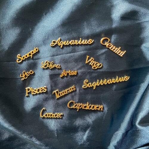 12Pcs/lot 3D Letter Constellations Nail Art Decoration Gold Alloy Metal Zodiac Sign Charms Luxury Jewelry Manicure Accessories