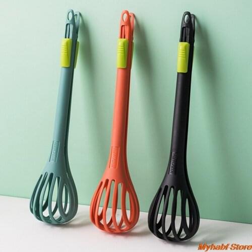 2 in 1 Egg Beater Food Tongs Creative Egg Whisk Mixer Stirrer Nylon Noodle Tongs Pasta Spaghetti Tongs Food Clips Kitchen Tools