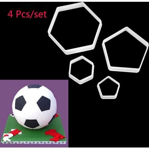 4PCS/Set Soccer Plastic Stencil Cake Desserts Decorating Tools DIY Fondant Cutters Soccer Form Sugar Craft Molds