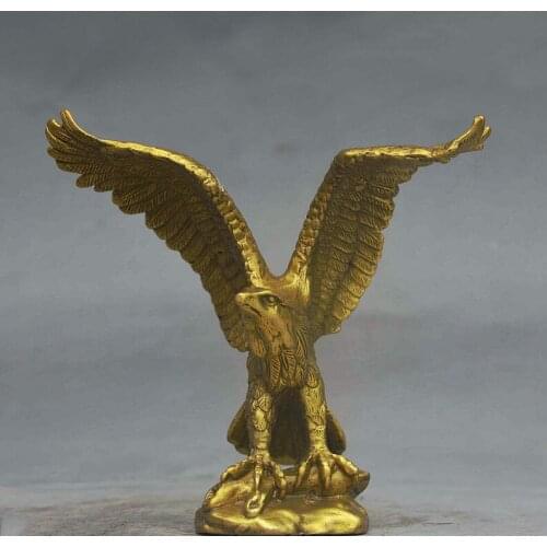 5" China FengShui Brass Jixiang Success Business Wealth Dapeng Eagle Hawk Statue