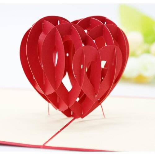 5pcs Paper Model Stereo 3D Love Hearts Stereo Thanks Greeting Card Valentines Day Gift Hollow Paper Engraving Papercrafts