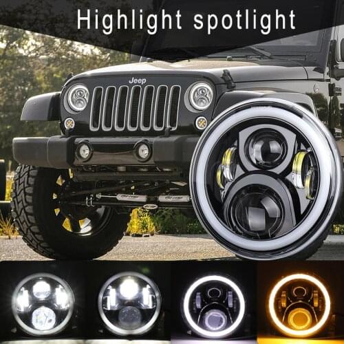 7 inch Round Led Headlight Fit For Jeep-Wrangler TJ JK Hummer-H1 H2 Or Moto High and low beam white light