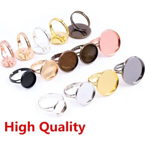 10-20mm 10pcs High Quality Brass Adjustable Ring Settings Blank/Base,Fit 12-20mm Glass Cabochons,Buttons;Ring Bezels