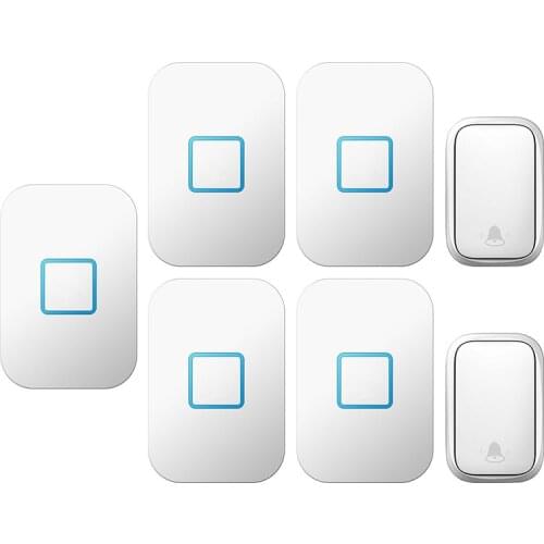 CACAZI Self-powered Wireless Doorbell Waterproof No battery Required 2 Button 5 Receiver US EU UK Plug Calling Bell 150M Remote