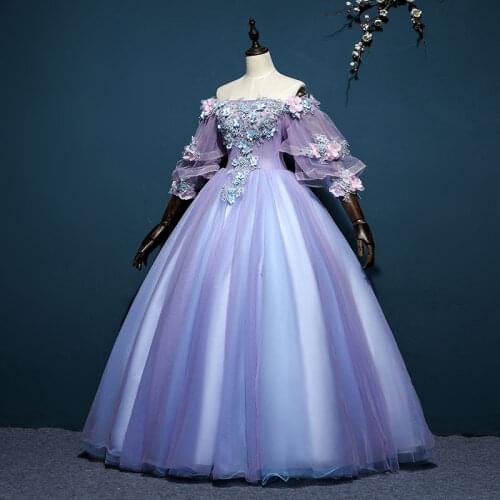 100% real 18th century royal court ruffled cosplay ball gown medieval dress Renaissance gown queen Victorian Belle Ball gown