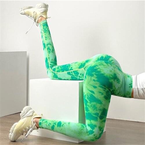 Seamless Yoga Leggings High Waist Tie Dye Printed Gym Sport Pants Women Sexy Workout Running Fitness Booty Scrunch Tights