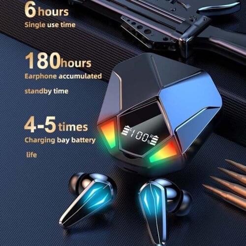 X6 TWS V5.1 Bluetooth Earphones 40ms Low Latency Microphone Gaming Headphones IPX7 Waterproof Wireless Headset for Cell Phone