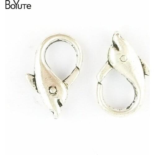 BoYuTe (40 Pieces/Lot) 18*12MM Vintage Dolphin Accessories Alloy Materials Antique Bronze Silver Plated Lobster Clasp Jewelry