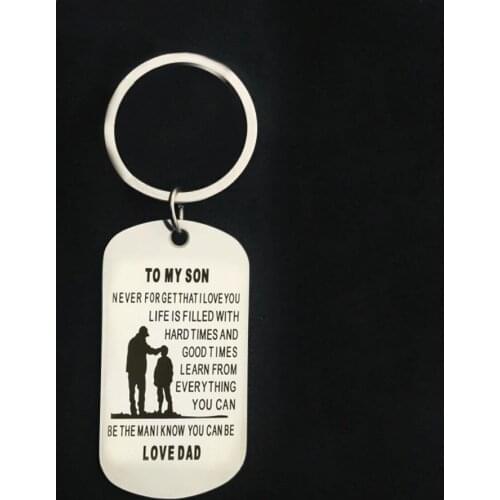 CAXYBB Personalized dog tag stainless steel military Keyring father give Son gift Fathers Day keychain