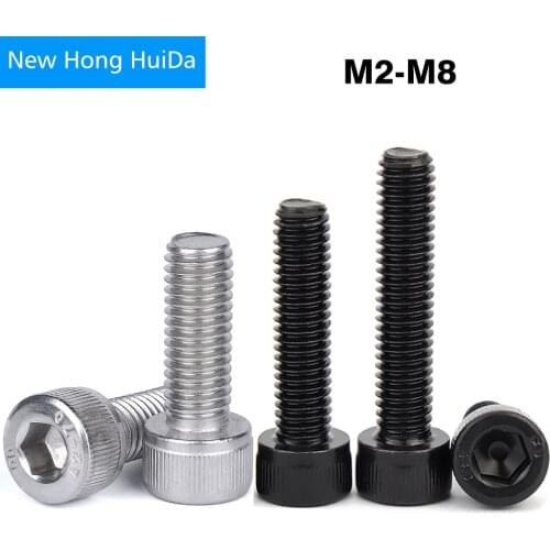 DIN912 Hex Head Socket Cap Screw Hexagon Thread Machine Allen Bolt 304 Stainless Steel Black 12.9 Class M2 M2.5 M3 M4 M5 M6 M8