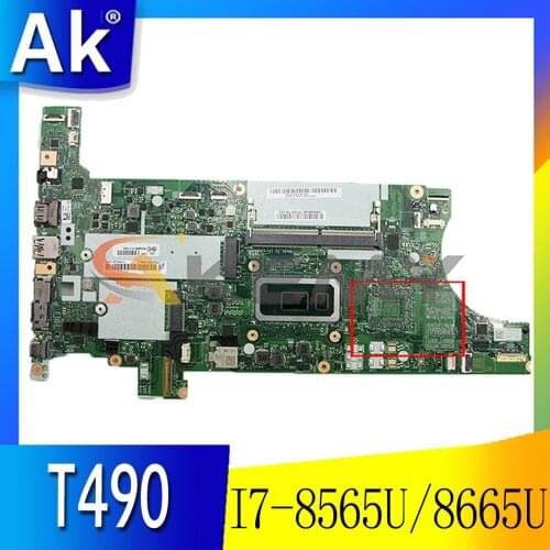 For Lenovo ThinkPad T490 laptop motherboard NM-B901 W/ CPU I7-8565U /8665U 16GB RAM FUR 5B20W29465 02HK924 Mainboard