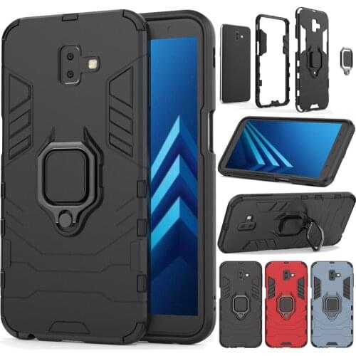 Dual Layer Magnetic Ring Kickstand Armor Case Shockproof Hard Back Cover For Samsung Galaxy J6 Plus J610 J610F / J6 Prime 2018