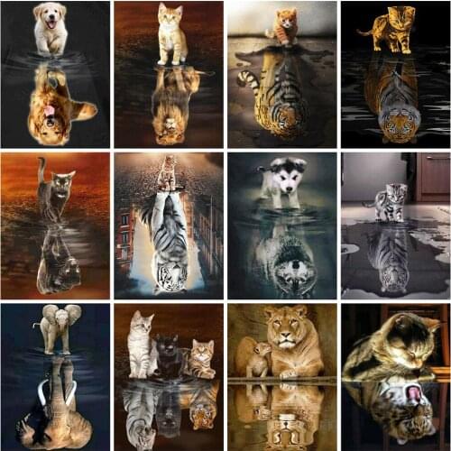 EverShine Diamond Mosaic Full Square Drill Cat Cross Stitch DIY Art Painting Diamond Embroidery Animal Mosaic Kits Dog Wall Art