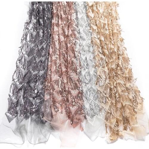GLace 1Y Embroidery tassel Sequins micro-elastic mesh fabric handmade DIY dress decoration TX1247