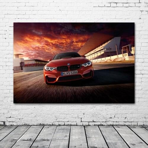 Racing Sport Car B M W M4 Luxury Car Picture Wall Decor Posters Fabric Print Art Canvas Paintings Living Room Decoration