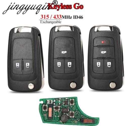 Jingyuqin Keyless Go Car Full Smart Remote Flip Key for Chevrolet Cruz Aveo Camero Malibu Buick Verano Encore 315Mhz ID46 Chip