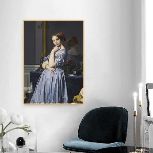 Citon Ingres《Portrait of Comtesse d'Haussonville》Canvas Oil Painting World Famous Artwork Picture Wall Art Decor Home Decoration