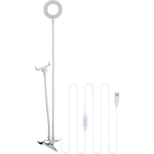 Selfie Flash Ring Phone Holder and Mobile Holder 24 LED Camera 2 in 1 Long Arm USB Clip for Live Video