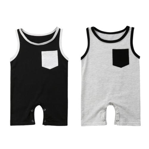Infant Kids Baby Girl Boy Sleeveless Pocket Romper Jumpsuit Outfits Clothes Summer