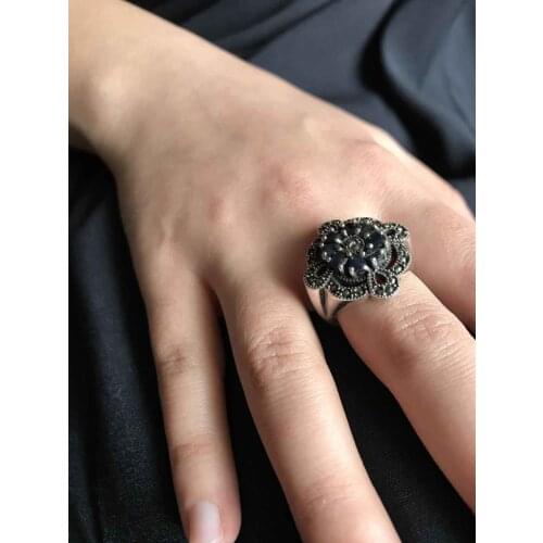 Marcasite Cubic Zirconia 925 Sterling Silver Women 'S Ring