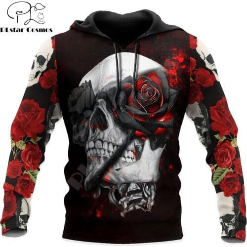 Skull & Rose Pattern 3D All Over Printed Mens autumn Hoodie Harajuku Unisex Casual Pullover Streetwear Jacket Tracksuits DK213