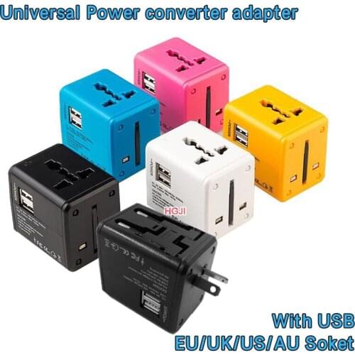 New Universal Travel Adapter Electric Plugs Sockets Converter US/AU/UK/EU Dual USB Charging 5v 1000ma 5v1a Travel conversion