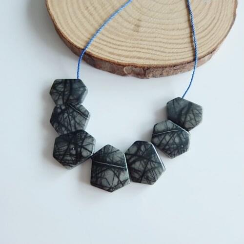 Wholesale ,7PCS Picasso Jasper, Semi-precious stones, Beads Jewelry accessories Pendants diy necklace 22x18x6mm,19x14x6mm,24.2