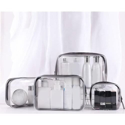 4PCS Portable Clear PVC Toiletry Bag For Make Up Simple Makeup Cosmetic Bag for Travel Transparent Purse Pouch