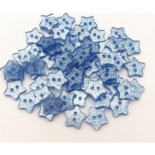1000pcs Blue Glitter Resin Star Buttons 14mm Sparkle 2 Holes Christmas Sewing Embellishments Baby Button Cardmaking