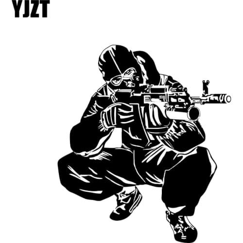 YJZT 15.9*18.2CM Coolest Weapon AK-14 Combat Soldier Shooting Decoration Car Sticker Vinyl Graphic Accessories C12-0330