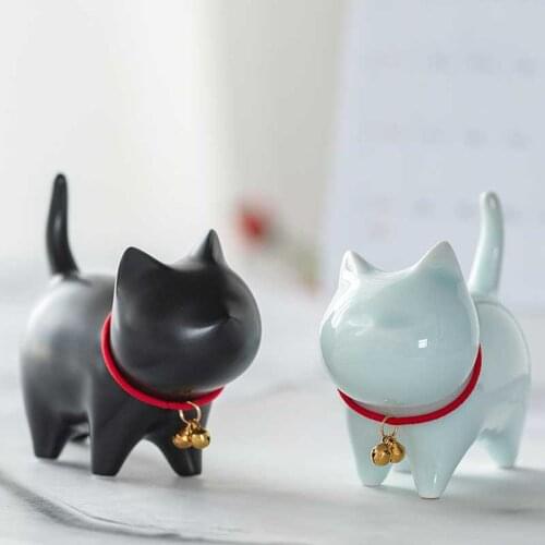 Cute Porcelain Lucky Cat Figurine Statue High Quality Creative Animal Gift For Wedding Birthday Children Home Table Shelf Decor