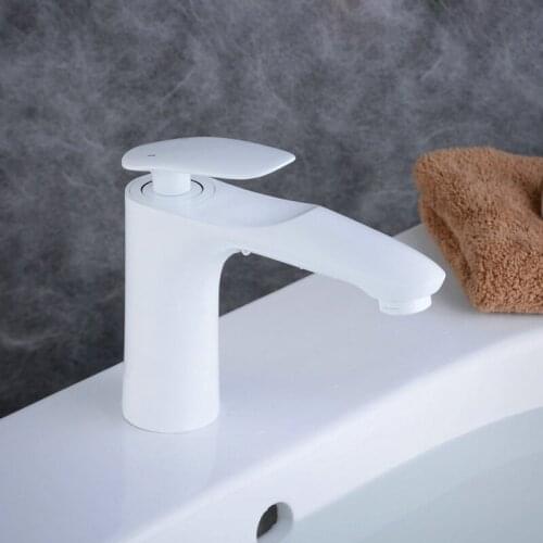 Bathroom Basin Faucets Sink Faucet White/Black/Chrome Total Brass Deck Basin Faucet Single Hole Tap Hot And Cold Water Mixer Tap