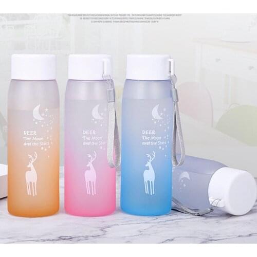Sports Water Bottle Kawaii Cup Leakproof Thermos Drinkware Plastic Elk Star Moon Mugs Portable Basins Free Shipping Products
