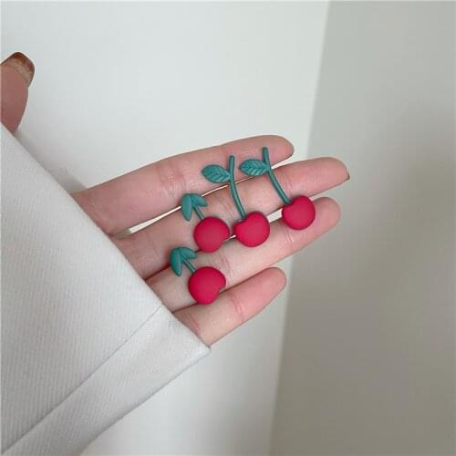 Timlee E039 New Lovely Red Flowers Cherry Leaf Dangle Earrings, Temperamental Accessories Wholesale