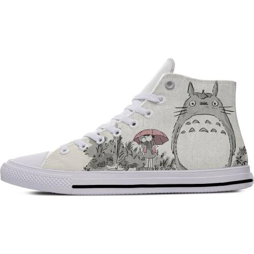 Japanese Totoro Anime Cartoon Movie Funny Fashion Casual Canvas Shoes High Top Harajuku Breathable 3D Print Men women Sneakers