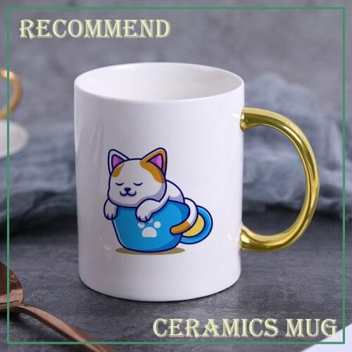 Creative Funny kitten mug,elegant minimalist ceramic mugs,couple coffee cup Coffee Milk Cups Hand Cup Drinkware gift KTDW-042