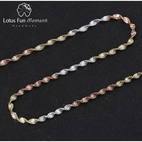 Lotus Fun Moment Real 925 Sterling Silver Handmade Fashion Jewelry Top Quality Sparkle Twisted Necklace Chain for Women Collier