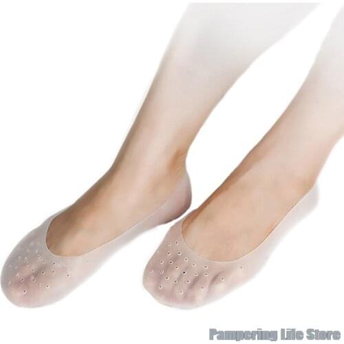 1 Pair Gel Sock Silicone Foot Care Tool Feet Protector Pain Relief Crack Prevention Moisturize Dead Skin Removal Sock With Hole