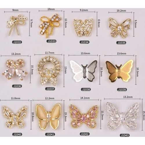 10pc/lot Cats Eye Bow Nail Jewelry Transparent Stereo Rhinestones Crystal Butterfly stone nail jewelry ,3D Charms-RS1062