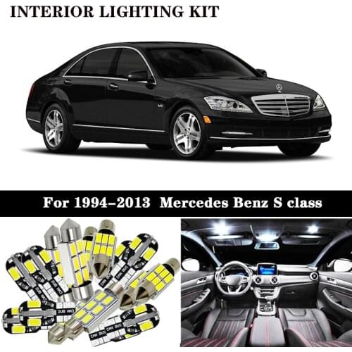 100% Canbus White Error Free For Mercedes Benz S class W140 W220 W221 LED Interior Light + License plate lamp Kit (1994-2013)