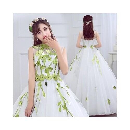 100% real green leaf vein fairy wooden cosplay display ball gown medieval dress Renaissance gown queen Victorian Belle Ball gown