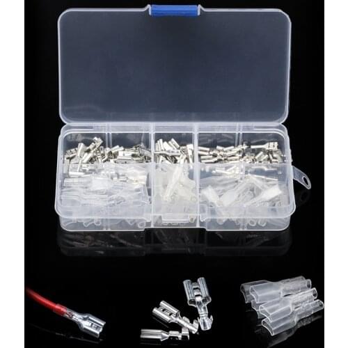 120/270pcs 2.8mm/4.8mm/6.3mm Female/Male Spade Terminals Connectors Crimp Terminals With Insulating Sleeve Assortment Set