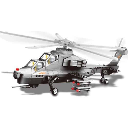283pcs Model building kits Military WZ10 helicopter 3D blocks Educational model building toys hobbies JX002