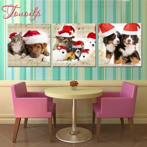 3 pcs Christmas dog diamond painting full square&round drill diamond embroidery mosaic modern triptych home decoration painting