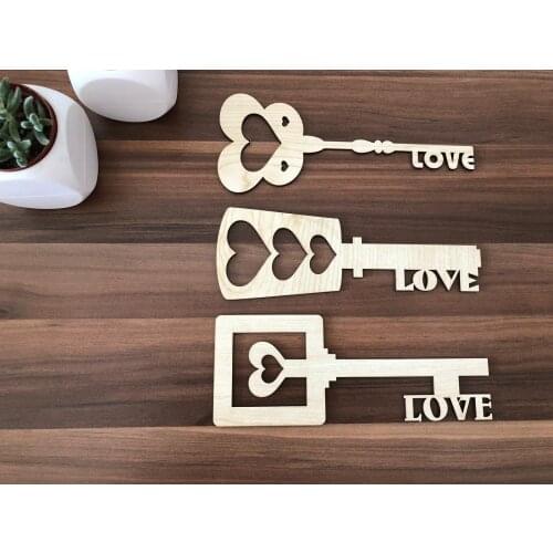 3 PCs wooden arrow love key Valentines Day home decoration party decoration wall decoration DIY size 20-30 cm and 3 mm thick