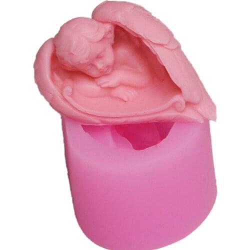 3D Angel Wings Silicone Mold Handmade Soap Mold Sleeping Baby Angel Fondant Cake Mould Decorating Tools Gypsum Bakeware Moulds