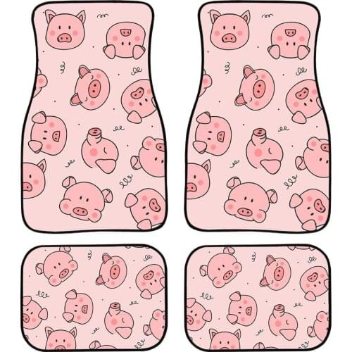 AIMAAO chaqlin Cute Pig Pink Carpet Floor Mats for Car SUV & Truck Protection 4 PCS Soft and Easy to Put on The Seats