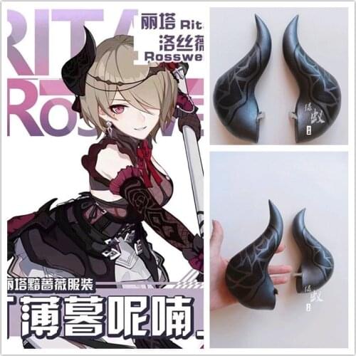 Anime Honkai Impact 3 Rita Rossweisse Cosplay Horns Head Clip Headwear Hairwear Cosplay Props Cosplay Accessories Hair Clip
